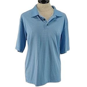 Pebble Beach Light Blue Striped‎ Golf Polo Shirt Large